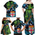 Fiji and New Zealand Tui Bird Family Matching Off Shoulder Maxi Dress and Hawaiian Shirt Koru Fern Leafs and Palm Tree With Plumeria