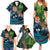 Fiji and New Zealand Tui Bird Family Matching Summer Maxi Dress and Hawaiian Shirt Koru Fern Leafs and Palm Tree With Plumeria