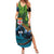 Fiji and New Zealand Tui Bird Family Matching Summer Maxi Dress and Hawaiian Shirt Koru Fern Leafs and Palm Tree With Plumeria