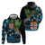 Fiji and New Zealand Tui Bird Hoodie Koru Fern Leafs and Palm Tree With Plumeria