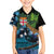 Fiji and New Zealand Tui Bird Kid Hawaiian Shirt Koru Fern Leafs and Palm Tree With Plumeria