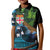 Fiji and New Zealand Tui Bird Kid Polo Shirt Koru Fern Leafs and Palm Tree With Plumeria