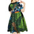 Fiji and New Zealand Tui Bird Kid Short Sleeve Dress Koru Fern Leafs and Palm Tree With Plumeria