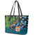 Fiji and New Zealand Tui Bird Leather Tote Bag Koru Fern Leafs and Palm Tree With Plumeria