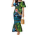 Fiji and New Zealand Tui Bird Mermaid Dress Koru Fern Leafs and Palm Tree With Plumeria