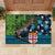 Fiji and New Zealand Tui Bird Rubber Doormat Koru Fern Leafs and Palm Tree With Plumeria