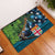 Fiji and New Zealand Tui Bird Rubber Doormat Koru Fern Leafs and Palm Tree With Plumeria