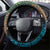 Fiji and New Zealand Tui Bird Steering Wheel Cover Koru Fern Leafs and Palm Tree With Plumeria