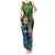 Fiji and New Zealand Tui Bird Tank Maxi Dress Koru Fern Leafs and Palm Tree With Plumeria