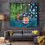 Fiji and New Zealand Tui Bird Tapestry Koru Fern Leafs and Palm Tree With Plumeria