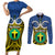 Vanuatu Tafea Province Couples Matching Short Sleeve Bodycon Dress and Long Sleeve Button Shirts Pig Tusk Mix Maori Pattern and Namele Leaf LT03 Blue - Polynesian Pride