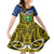 Vanuatu Tafea Province Family Matching Mermaid Dress and Hawaiian Shirt Pig Tusk Mix Maori Pattern and Namele Leaf LT03 Daughter's Dress Blue - Polynesian Pride