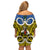 Vanuatu Tafea Province Family Matching Off Shoulder Short Dress and Hawaiian Shirt Pig Tusk Mix Maori Pattern and Namele Leaf LT03 - Polynesian Pride