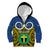 Vanuatu Tafea Province Kid Hoodie Pig Tusk Mix Maori Pattern and Namele Leaf LT03 Zip Hoodie Blue - Polynesian Pride