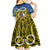 Vanuatu Tafea Province Kid Short Sleeve Dress Pig Tusk Mix Maori Pattern and Namele Leaf LT03 - Polynesian Pride