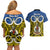 Personalised Vanuatu Tafea Province Couples Matching Off Shoulder Short Dress and Hawaiian Shirt Pig Tusk Mix Maori Pattern and Namele Leaf LT03 - Polynesian Pride