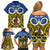 Personalised Vanuatu Tafea Province Family Matching Off Shoulder Short Dress and Hawaiian Shirt Pig Tusk Mix Maori Pattern and Namele Leaf LT03 - Polynesian Pride