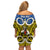 Personalised Vanuatu Tafea Province Family Matching Off Shoulder Short Dress and Hawaiian Shirt Pig Tusk Mix Maori Pattern and Namele Leaf LT03 - Polynesian Pride