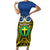 Personalised Vanuatu Tafea Province Family Matching Short Sleeve Bodycon Dress and Hawaiian Shirt Pig Tusk Mix Maori Pattern and Namele Leaf LT03 Mom's Dress Blue - Polynesian Pride