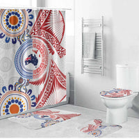 Tongan and Australian Culture Together Bathroom Set Ngatu Art Tribal Aboriginal Tattoo Pattern LT03 Bathroom Set (4 pcs) White - Polynesian Pride