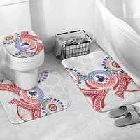 Tongan and Australian Culture Together Bathroom Set Ngatu Art Tribal Aboriginal Tattoo Pattern LT03 Mat Set Only (3 pcs) One Size White - Polynesian Pride