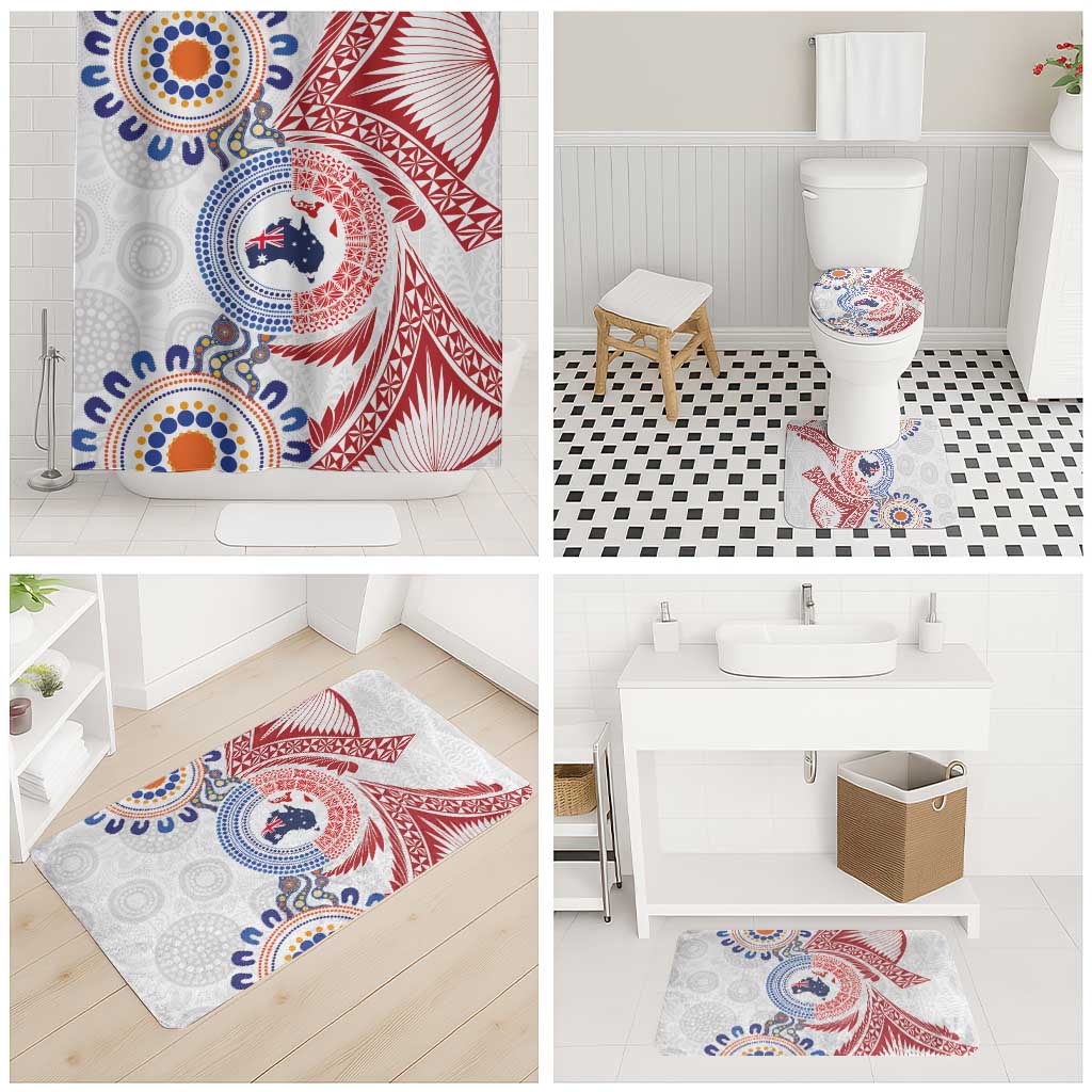 Tongan and Australian Culture Together Bathroom Set Ngatu Art Tribal Aboriginal Tattoo Pattern LT03 - Polynesian Pride