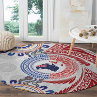 Tongan and Australian Culture Together Round Carpet Ngatu Art Tribal Aboriginal Tattoo Pattern LT03 - Polynesian Pride