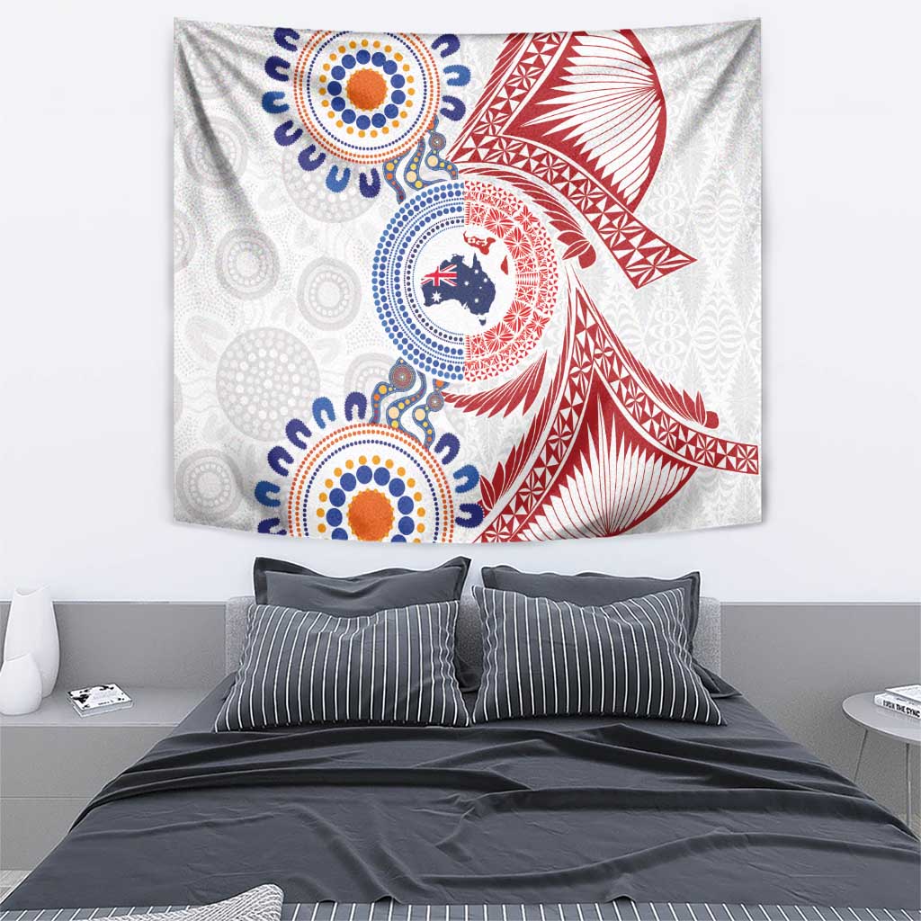 Tongan and Australian Culture Together Tapestry Ngatu Art Tribal Aboriginal Tattoo Pattern LT03 - Polynesian Pride