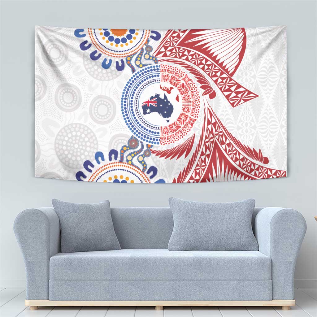 Tongan and Australian Culture Together Tapestry Ngatu Art Tribal Aboriginal Tattoo Pattern LT03 - Polynesian Pride