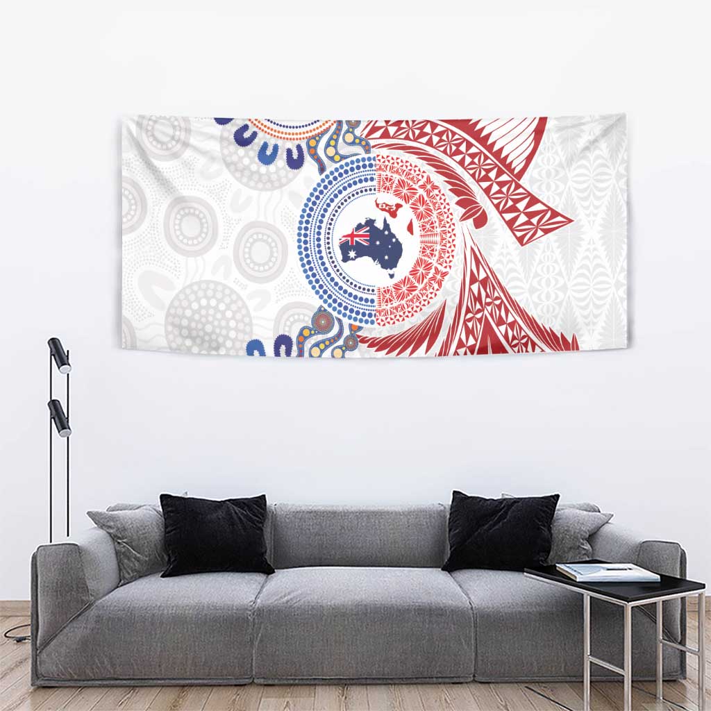 Tongan and Australian Culture Together Tapestry Ngatu Art Tribal Aboriginal Tattoo Pattern LT03 - Polynesian Pride