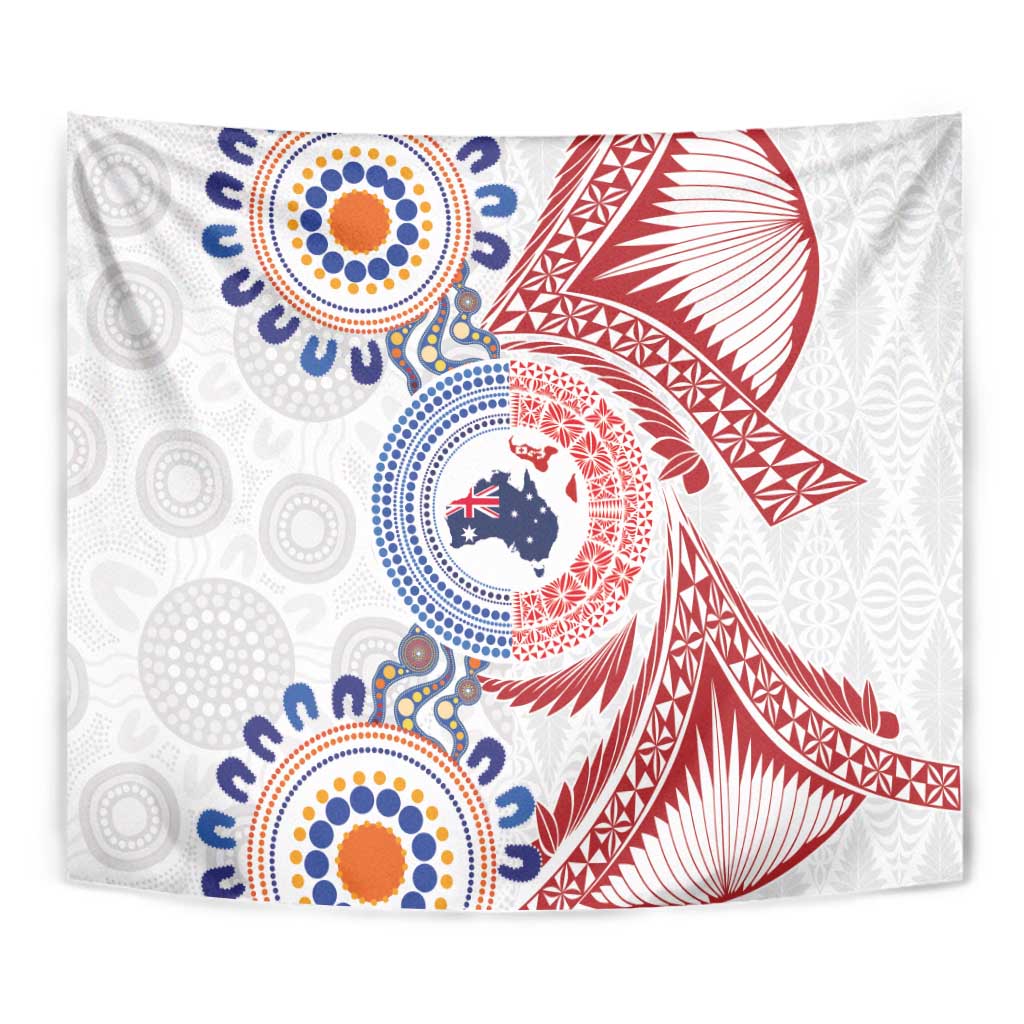 Tongan and Australian Culture Together Tapestry Ngatu Art Tribal Aboriginal Tattoo Pattern LT03 - Polynesian Pride