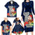 Guam Christmas Family Matching Long Sleeve Bodycon Dress and Hawaiian Shirt Santa Gift Latte Stone and Sea Turle Mix Hibiscus Chamorro Blue Style LT03