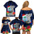 Guam Christmas Family Matching Off Shoulder Short Dress and Hawaiian Shirt Santa Gift Latte Stone and Sea Turle Mix Hibiscus Chamorro Blue Style LT03