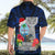 Guam Christmas Hawaiian Shirt Santa Gift Latte Stone and Sea Turle Mix Hibiscus Chamorro Blue Style LT03