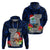 Guam Christmas Hoodie Santa Gift Latte Stone and Sea Turle Mix Hibiscus Chamorro Blue Style LT03