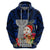 Guam Christmas Hoodie Santa Gift Latte Stone and Sea Turle Mix Hibiscus Chamorro Blue Style LT03