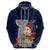 Guam Christmas Hoodie Santa Gift Latte Stone and Sea Turle Mix Hibiscus Chamorro Blue Style LT03