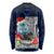 Guam Christmas Long Sleeve Shirt Santa Gift Latte Stone and Sea Turle Mix Hibiscus Chamorro Blue Style LT03