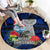 Guam Christmas Round Carpet Santa Gift Latte Stone and Sea Turle Mix Hibiscus Chamorro Blue Style LT03