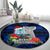 Guam Christmas Round Carpet Santa Gift Latte Stone and Sea Turle Mix Hibiscus Chamorro Blue Style LT03