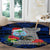 Guam Christmas Round Carpet Santa Gift Latte Stone and Sea Turle Mix Hibiscus Chamorro Blue Style LT03