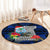 Guam Christmas Round Carpet Santa Gift Latte Stone and Sea Turle Mix Hibiscus Chamorro Blue Style LT03