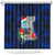 Guam Christmas Shower Curtain Santa Gift Latte Stone and Sea Turle Mix Hibiscus Chamorro Blue Style LT03