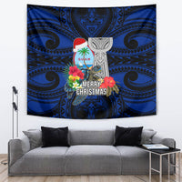 Guam Christmas Tapestry Santa Gift Latte Stone and Sea Turle Mix Hibiscus Chamorro Blue Style LT03 red - Polynesian Pride