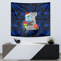 Guam Christmas Tapestry Santa Gift Latte Stone and Sea Turle Mix Hibiscus Chamorro Blue Style LT03 - Polynesian Pride