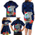 Custom Guam Christmas Family Matching Long Sleeve Bodycon Dress and Hawaiian Shirt Santa Gift Latte Stone and Sea Turle Mix Hibiscus Chamorro Blue Style LT03