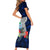 Custom Guam Christmas Family Matching Short Sleeve Bodycon Dress and Hawaiian Shirt Santa Gift Latte Stone and Sea Turle Mix Hibiscus Chamorro Blue Style LT03