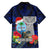 Custom Guam Christmas Family Matching Tank Maxi Dress and Hawaiian Shirt Santa Gift Latte Stone and Sea Turle Mix Hibiscus Chamorro Blue Style LT03