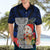 Custom Guam Christmas Hawaiian Shirt Santa Gift Latte Stone and Sea Turle Mix Hibiscus Chamorro Blue Style LT03