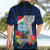 Custom Guam Christmas Hawaiian Shirt Santa Gift Latte Stone and Sea Turle Mix Hibiscus Chamorro Blue Style LT03